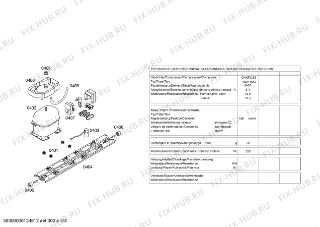 Взрыв-схема холодильника Bosch KGN46A71 - Схема узла 04