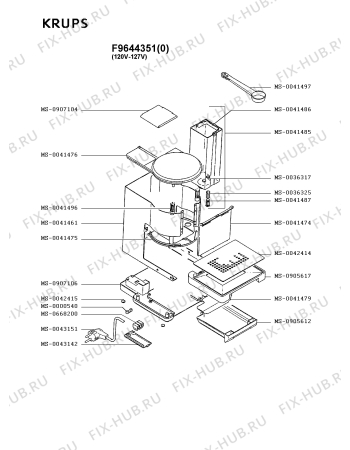 Взрыв-схема кофеварки (кофемашины) Krups F9644351(0) - Схема узла UP001885.8P2