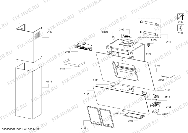 Схема №1 D36E49S0 NEFF с изображением Монтажный набор для вентиляции Bosch 10002919