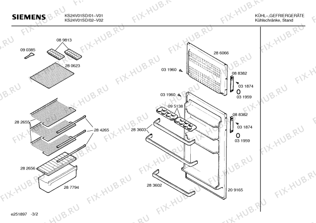 Схема №1 KS24V01SD с изображением Декоративная панель для холодильной камеры Siemens 00295066