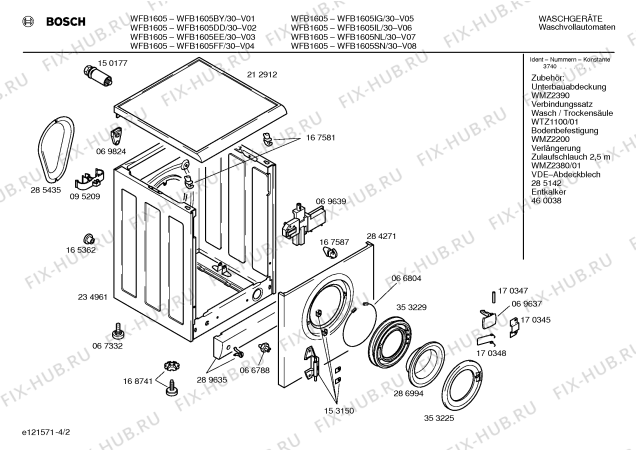 Схема №2 T8251EG с изображением Корпус для стиралки Bosch 00234961