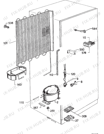 Взрыв-схема холодильника Privileg 190798 - Схема узла Cooling system 017
