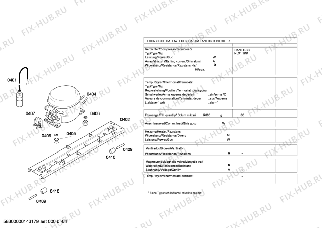 Взрыв-схема холодильника Bosch KGN53XW25A - Схема узла 04