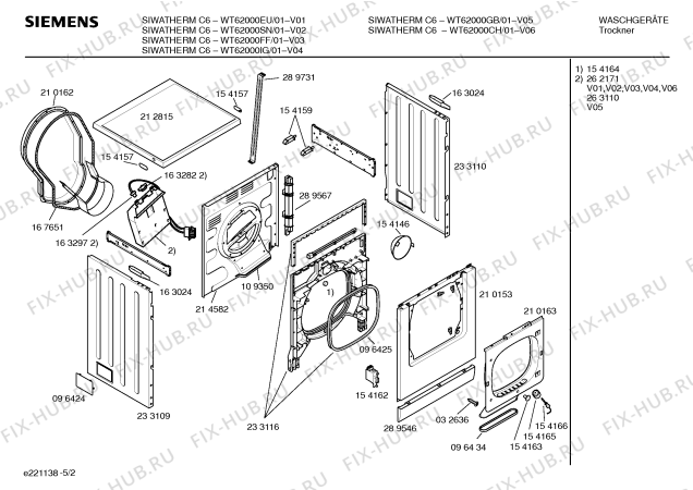 Взрыв-схема сушильной машины Siemens WT62000GB SIWATHERM C6 - Схема узла 02