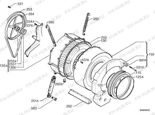 Взрыв-схема стиральной машины Privileg 604382_20233 - Схема узла Functional parts 267