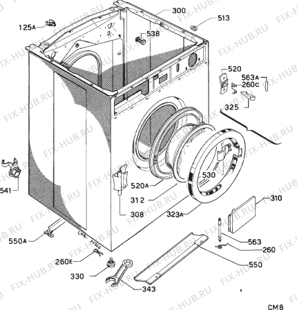 Взрыв-схема стиральной машины Zanussi ZF521G - Схема узла Cabinet + armatures