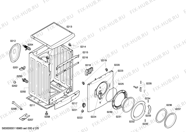 Взрыв-схема стиральной машины Bosch WAE24491NL Exklusiv Bosch Maxx 7 - Схема узла 02