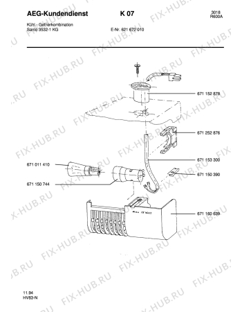 Взрыв-схема холодильника Aeg S3532-1KG - Схема узла Internal parts refrigerator