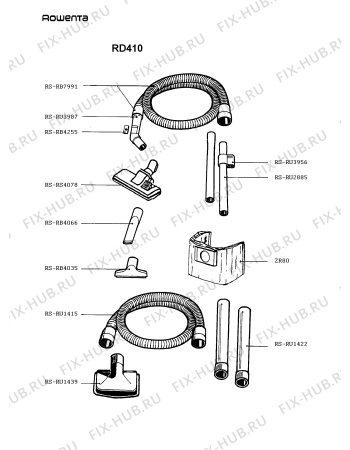 Взрыв-схема пылесоса Rowenta RD410 - Схема узла RD410___.__1