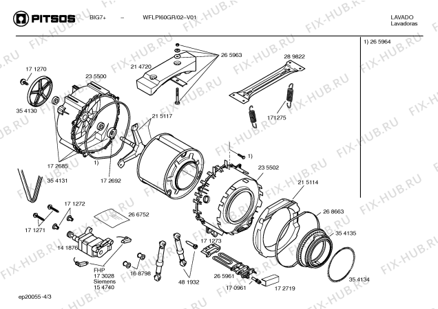 Взрыв-схема стиральной машины Pitsos WFLPI60GR big7+ - Схема узла 03