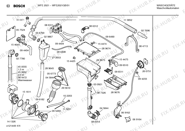 Схема №1 WFE2021GB WFE2021 с изображением Инструкция по эксплуатации для стиралки Bosch 00521449