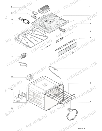 Взрыв-схема плиты (духовки) Hotpoint-Ariston FK1041LP20XHAS (F080623) - Схема узла