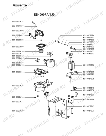 Взрыв-схема кофеварки (кофемашины) Rowenta ES4000FA/4J0 - Схема узла TP002530.1P2