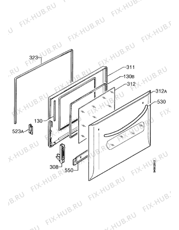 Взрыв-схема плиты (духовки) Zanussi ZBS862XS - Схема узла Door 003