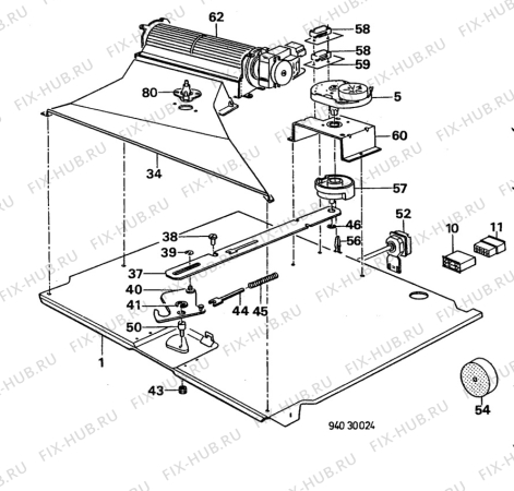 Взрыв-схема плиты (духовки) Electrolux CF268W1 - Схема узла H10 Main Oven Cavity (large)