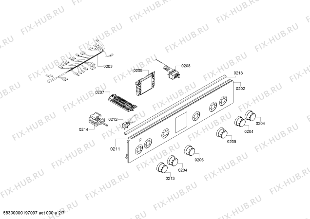 Взрыв-схема плиты (духовки) Bosch HGD64D260Q - Схема узла 02