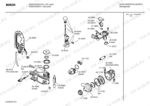 Взрыв-схема посудомоечной машины Bosch SGS53A09 - Схема узла 04