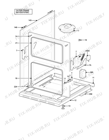Взрыв-схема плиты (духовки) Electrolux EKG6046KN - Схема узла H10 Outer Frame