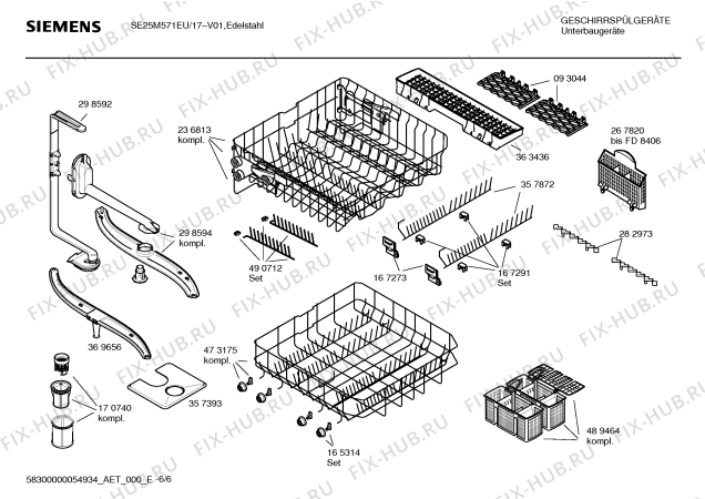 Взрыв-схема посудомоечной машины Siemens SE25M571EU - Схема узла 06