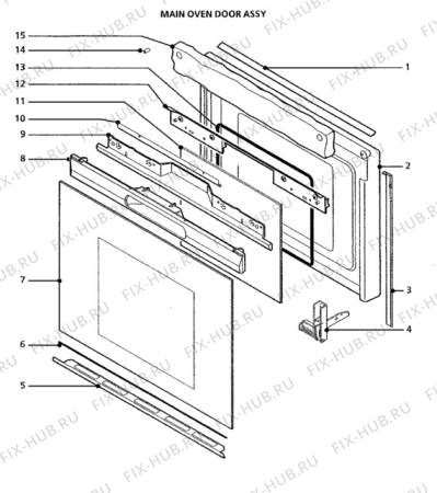 Взрыв-схема плиты (духовки) Tricity Bendix SI106BNA/2 - Схема узла Door, main (large)