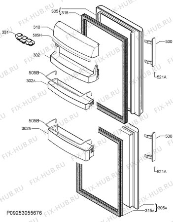 Взрыв-схема холодильника Ikea DYNAMISK 20222774 - Схема узла Door 003