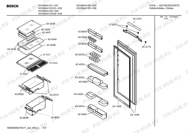 Схема №2 KIV32441 с изображением Инструкция по эксплуатации для холодильной камеры Bosch 00588852