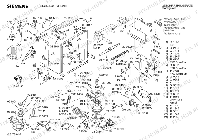 Взрыв-схема посудомоечной машины Siemens SN28350 - Схема узла 02