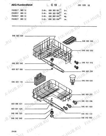 Взрыв-схема посудомоечной машины Aeg FAV865 IGA SPR - Схема узла Baskets, tubes 061