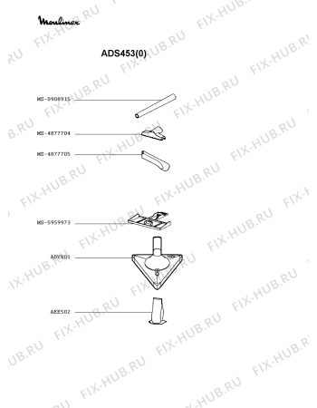 Взрыв-схема пылесоса Moulinex ADS453(0) - Схема узла DP002280.1P2