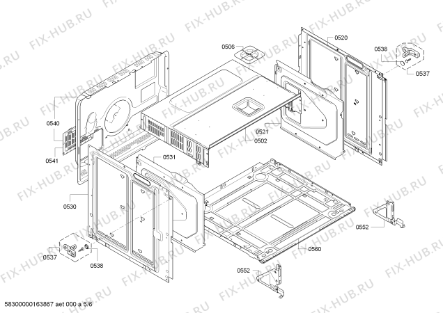 Взрыв-схема плиты (духовки) Siemens HB78GU570A - Схема узла 05