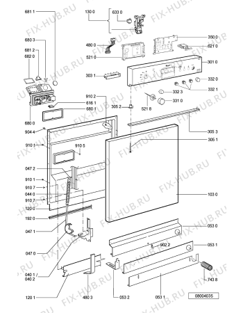 Схема №2 ADP 7530 WH с изображением Панель для посудомойки Whirlpool 481245372718