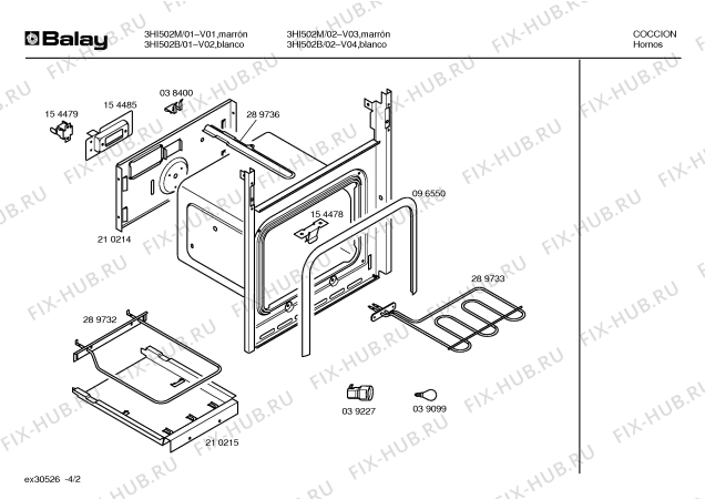 Схема №2 3HI502B с изображением Панель для плиты (духовки) Bosch 00296944