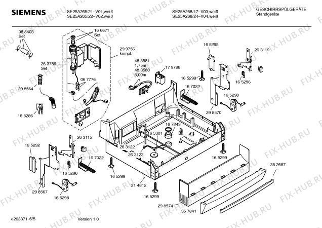 Взрыв-схема посудомоечной машины Siemens SE25A268 - Схема узла 05