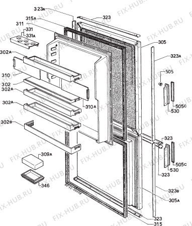 Взрыв-схема холодильника Castor C8831ANF - Схема узла Door 003