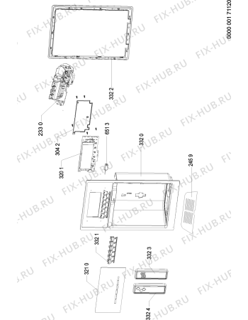 Взрыв-схема холодильника Whirlpool WSP5596 A+X - Схема узла