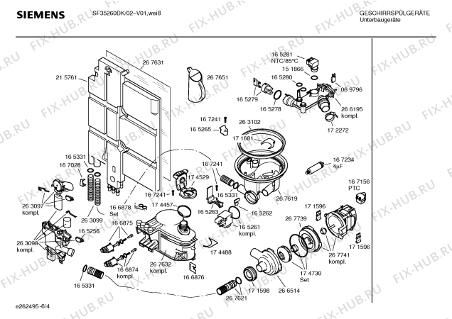 Схема №5 SF35260DK с изображением Инструкция по эксплуатации для посудомоечной машины Siemens 00525189
