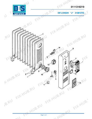 Схема №1 310912TE с изображением Обшивка для ветродува DELONGHI 709172