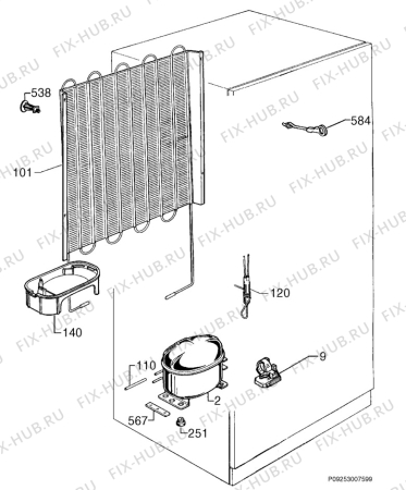 Взрыв-схема холодильника Aeg S2143-7DT - Схема узла Cooling system 017
