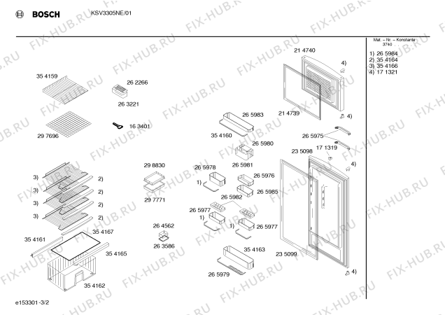 Взрыв-схема холодильника Bosch KSV3305NE - Схема узла 02