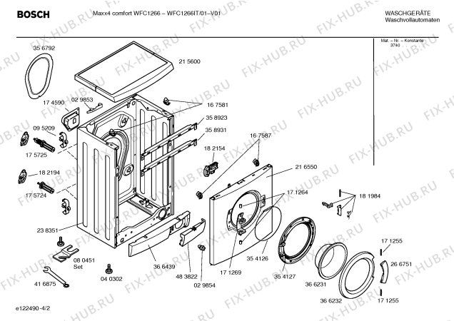 Схема №4 WFC1266IT MAXX 4 comfort WFC1266 с изображением Таблица программ для стиральной машины Bosch 00587042