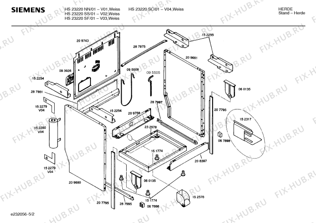 Взрыв-схема плиты (духовки) Siemens HS23220SF - Схема узла 02