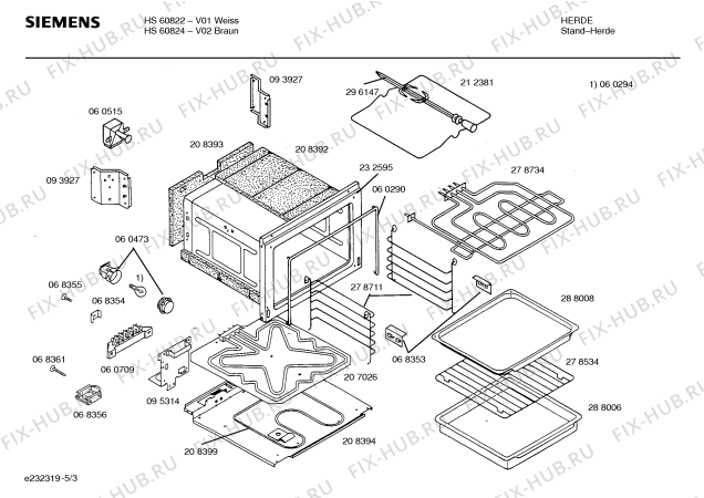 Схема №4 HS60822 с изображением Панель для плиты (духовки) Siemens 00208462