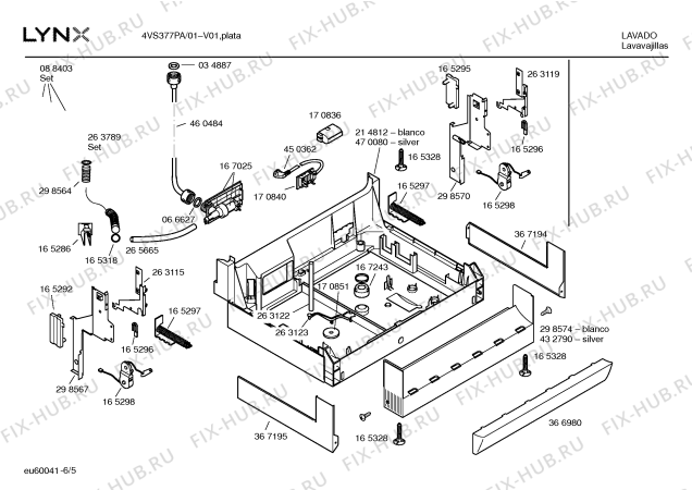 Взрыв-схема посудомоечной машины Lynx 4VS377PA VS377 - Схема узла 05