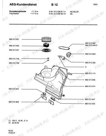 Схема №1 1009 D-W /B/F с изображением Двигатель (мотор) для электровытяжки Aeg 8996600127469
