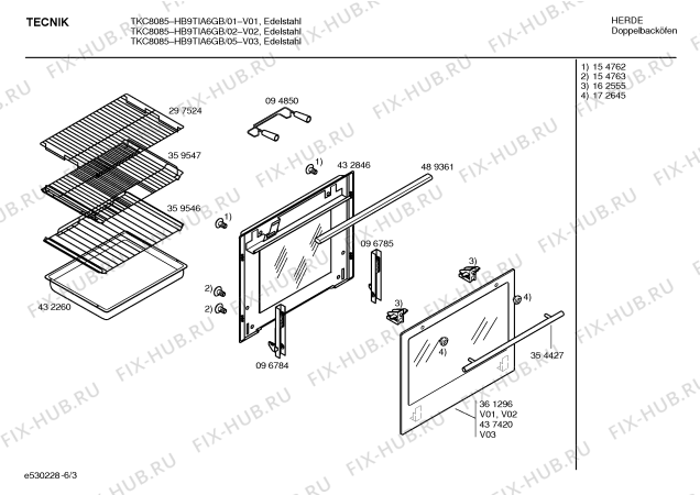 Схема №3 HB9TIA6GB TKC8085 с изображением Внешняя дверь для духового шкафа Bosch 00361296