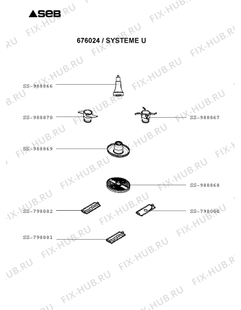 Взрыв-схема кухонного комбайна Seb 676024 - Схема узла XP002728.5P2