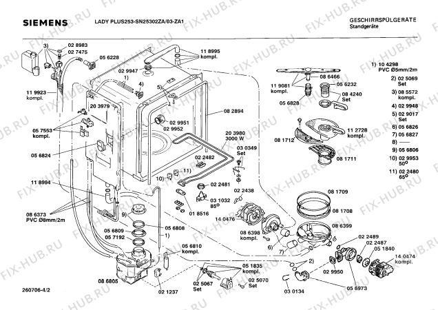 Взрыв-схема посудомоечной машины Siemens SN25302ZA - Схема узла 02