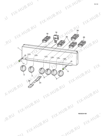 Взрыв-схема комплектующей Zanussi ZCS604N - Схема узла H10 Control Panel