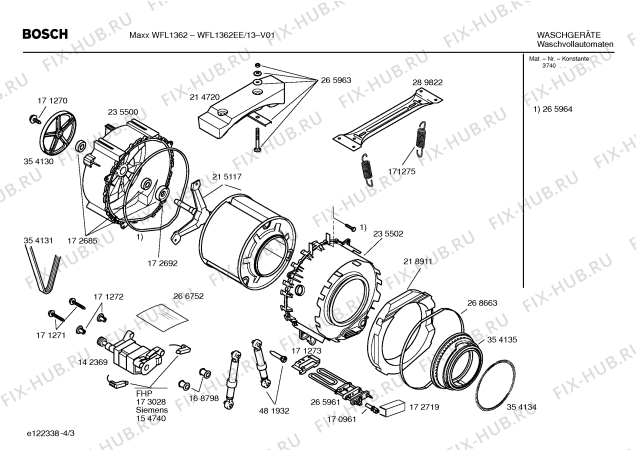 Взрыв-схема стиральной машины Bosch WFL1362EE BOSCH Maxx WFL 1362 - Схема узла 03