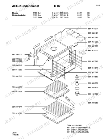 Взрыв-схема плиты (духовки) Aeg COMP. 5150B-W GB - Схема узла Section1